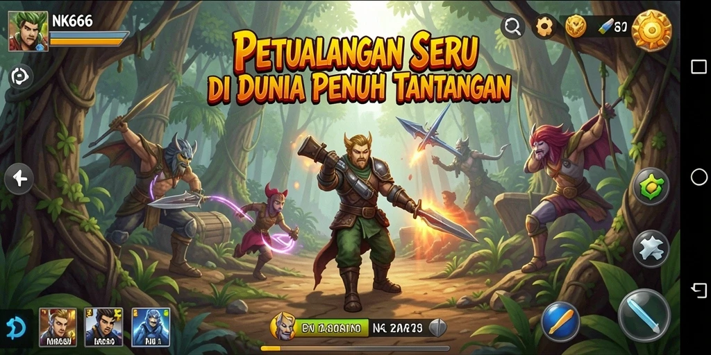 Tangkapan layar gameplay NK666 menunjukkan aksi penuh tantangan di dunia petualangan.