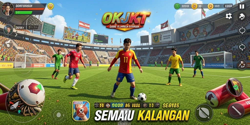 Tangkapan layar gameplay <strong>OKJKT</strong> menampilkan aksi olahraga yang seru dan nyata.