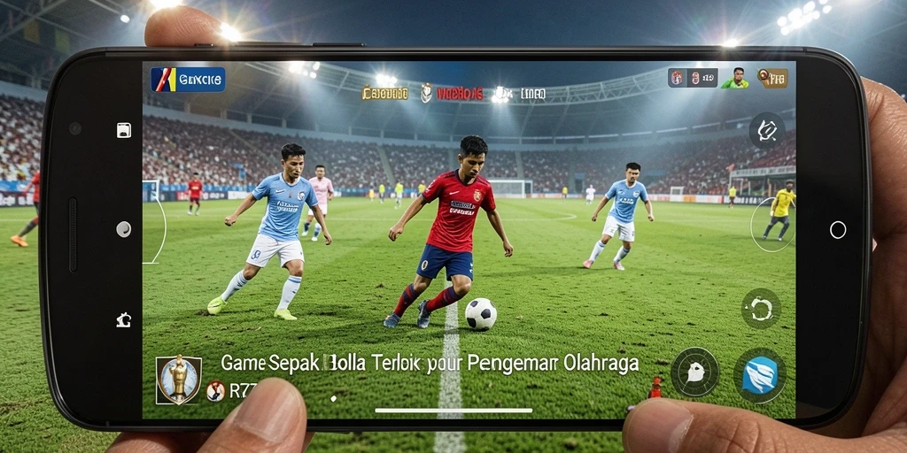 Tampilan gameplay RK77 dengan aksi sepak bola yang mendebarkan.